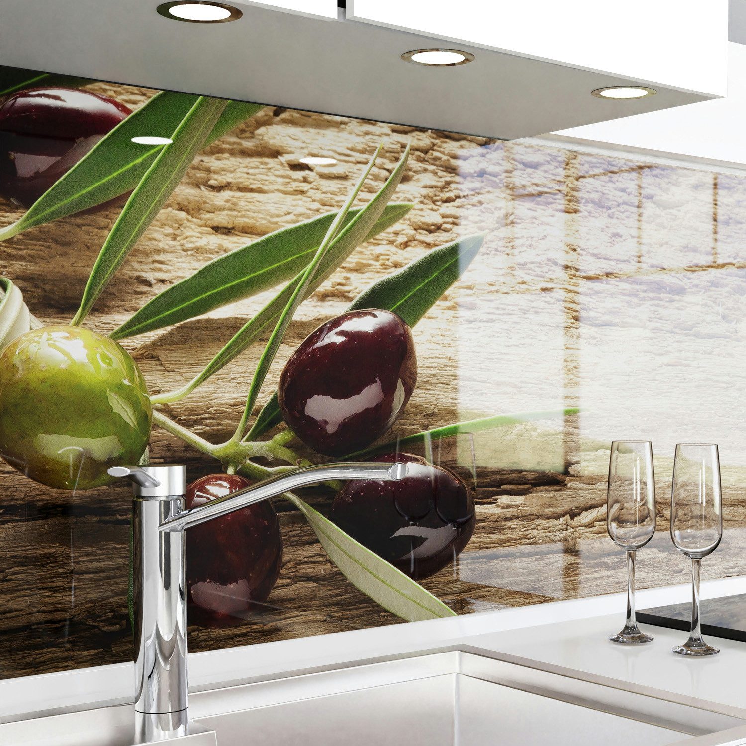 danario Küchenrückwand Folie selbstklebend, Glasoptik, Spritzschutz Küche, ablösbar - 0,8 mm