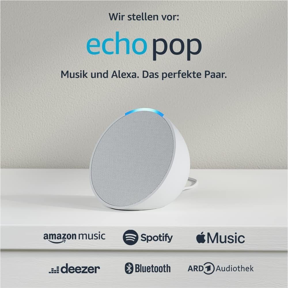 Echo 15 2023, Pop voller (WiFi) (WLAN Klang Weiß, Bluetooth-Lautsprecher Alexa, Amazon W,