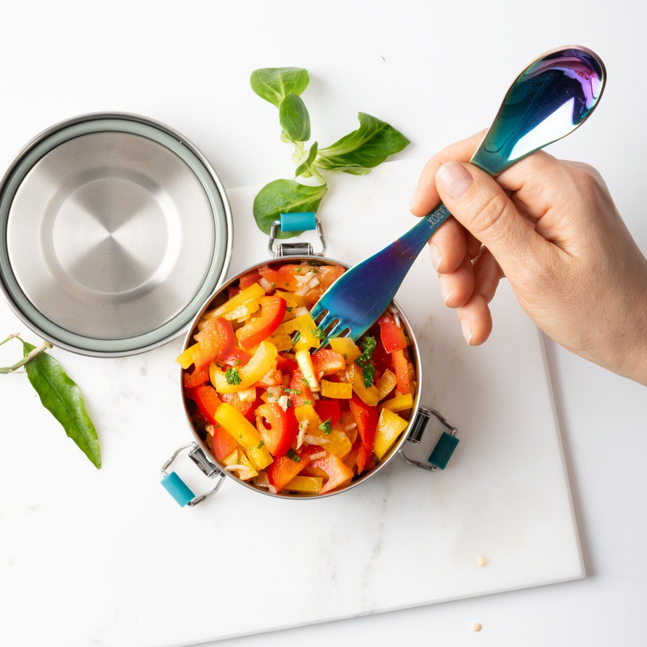 LEKKABOX Campinglöffel Edelstahl Spork 19cm – Löffel Gabel To Go für Brotdose, Löffel & Gabel in einem – die perfekte Größe für Thermobehälter