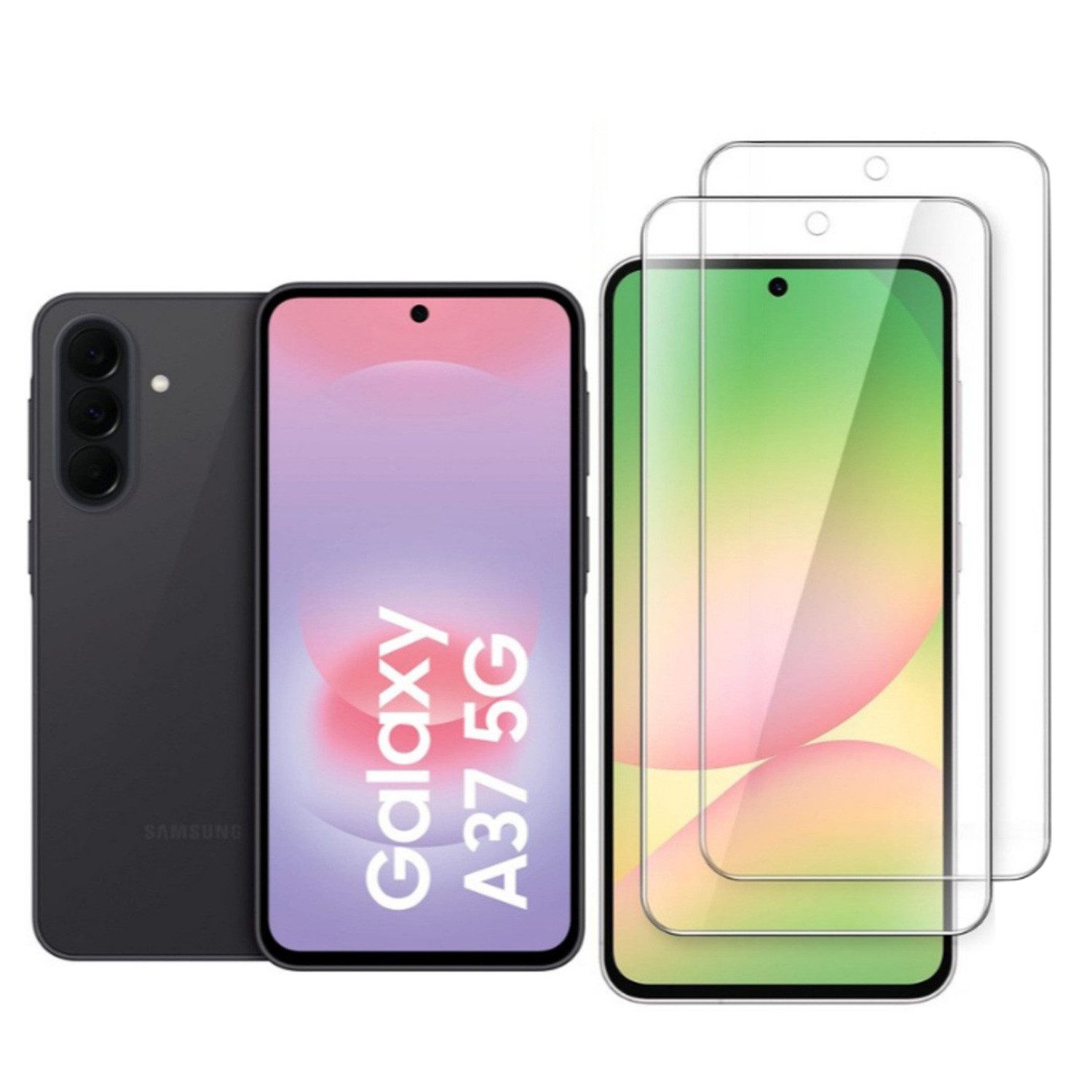 CLM-Tech Displayschutzglas 2X für Samsung Galaxy A37 5G, Panzerglas Folie - Blasenfreie Anbringung und kratzfest -, 2 Stück, Anti-Fingerabdruck