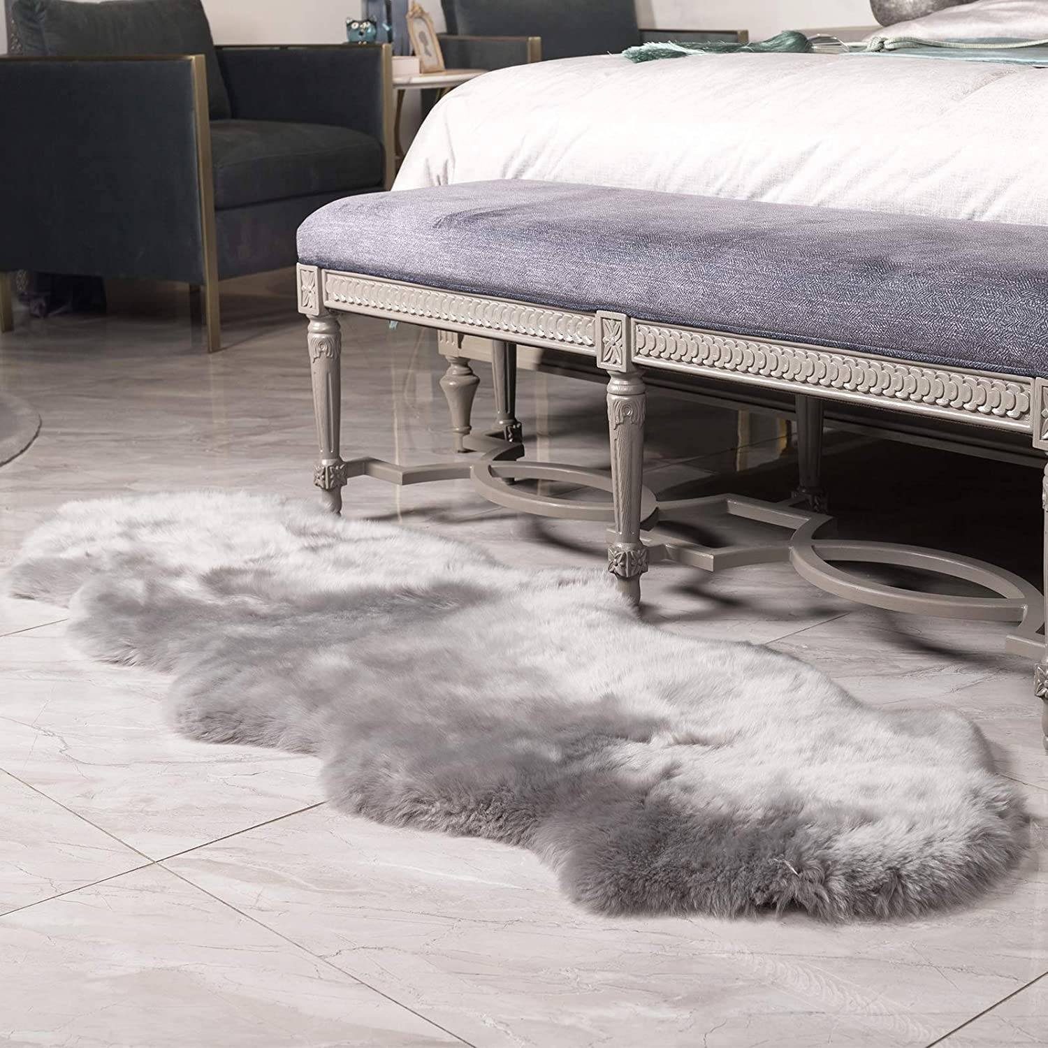 Woltu Teppich, Faux Lammfell Schaffell, Sofa Matte Bettvorleger, 60x180 cm günstig online kaufen