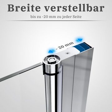 SONNI Eckdusche Duschkabine Eckeinstieg Pendeltür Falttür Nano Glas Drehfalttür, BxT: 80x80 cm