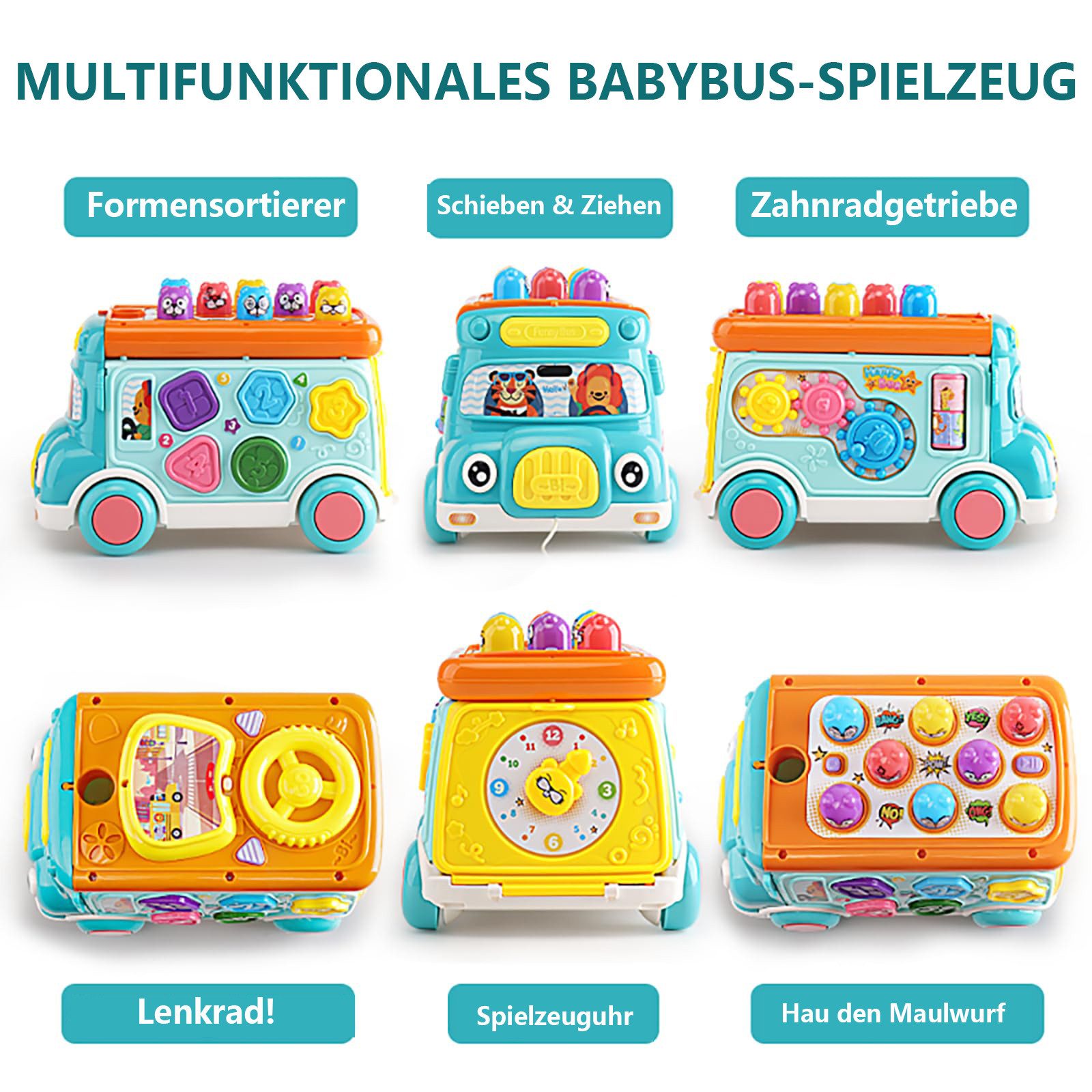 CLTYQ Spielzeug-Bus Babyspielzeug, interaktive Musikbusse, frühkindliche Bi günstig online kaufen