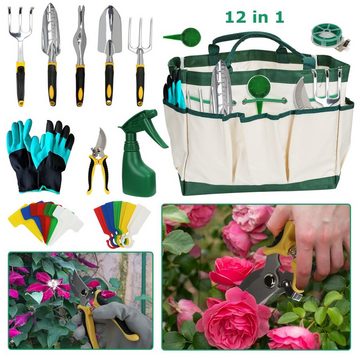 Gartenschere Gartenwerkzeug Set Ergonomischer Handschuhe Gartengeräte 12 Tlg Schaufel, (12-tlg)