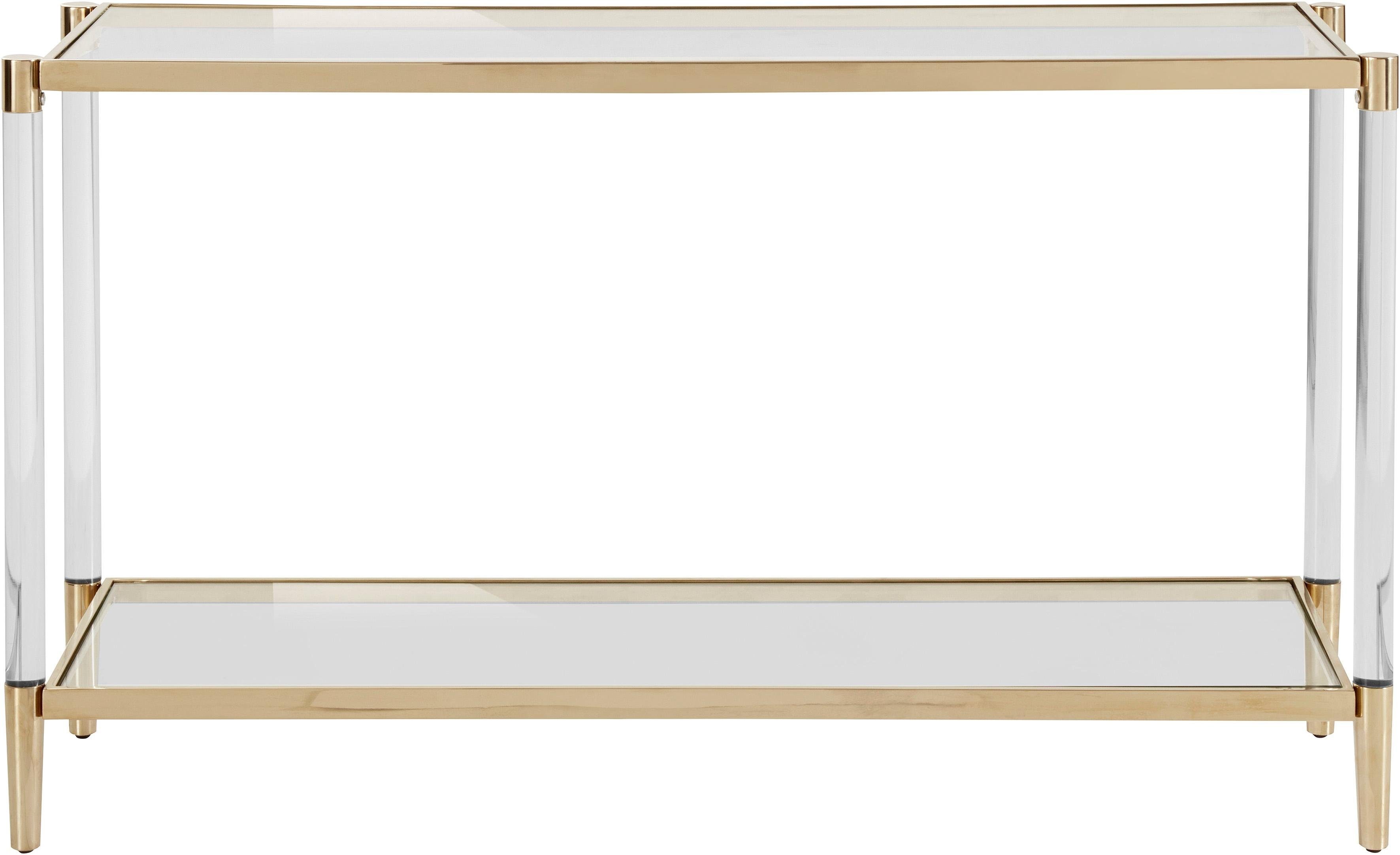 Ceadda, Konsolentisch mit und cm Leonique Breite einer Glastischplatte, Glasbeinen 130 Beistelltisch
