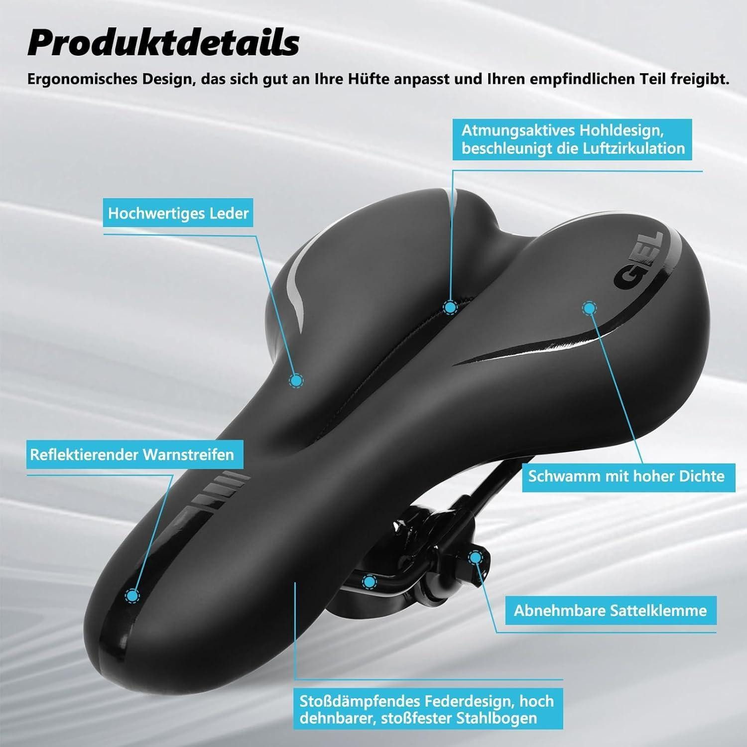 LuxusKollektion Fahrradsattel Fahrradsattel Herren Gel MTB Sattel Damen Bequem Hohl Wasserdicht