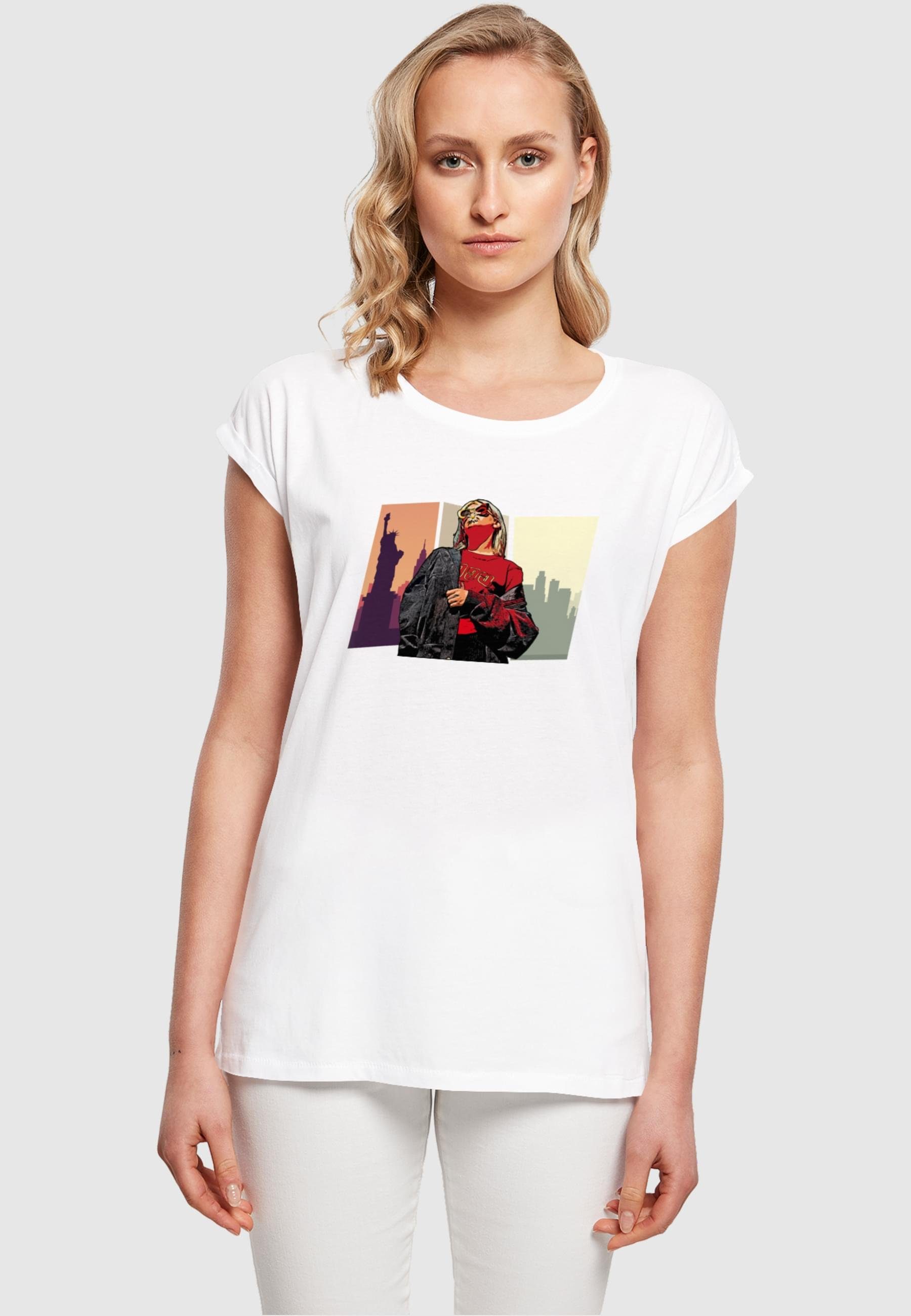 Grand Extended Merchcode (1-tlg) Girl Tee T-Shirt Red Damen Shoulder Laides