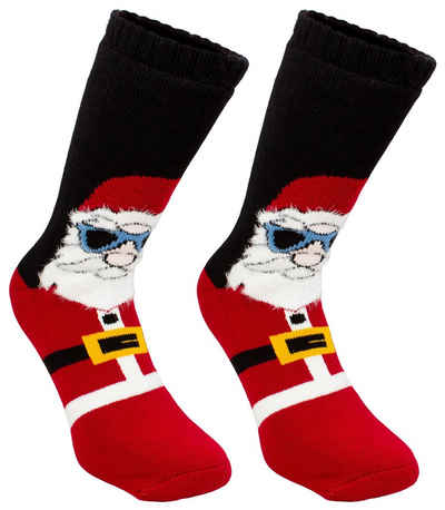 BRUBAKER ABS-Socken »warme Herren Socken Weihnachtssocken« (1-Paar, 1 Paar) Santa Cool mit Weihnachtsmann - witzige Geschenke Socken Strümpfe Freizeitsocken One Size (EU 40-45)