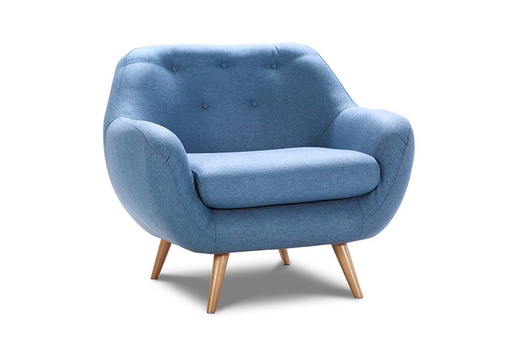 JVmoebel Sessel, Sessel Club Lounge Design Stuhl Polster Sofa 1 Sitzer Relax Fernseh Blauer Neu