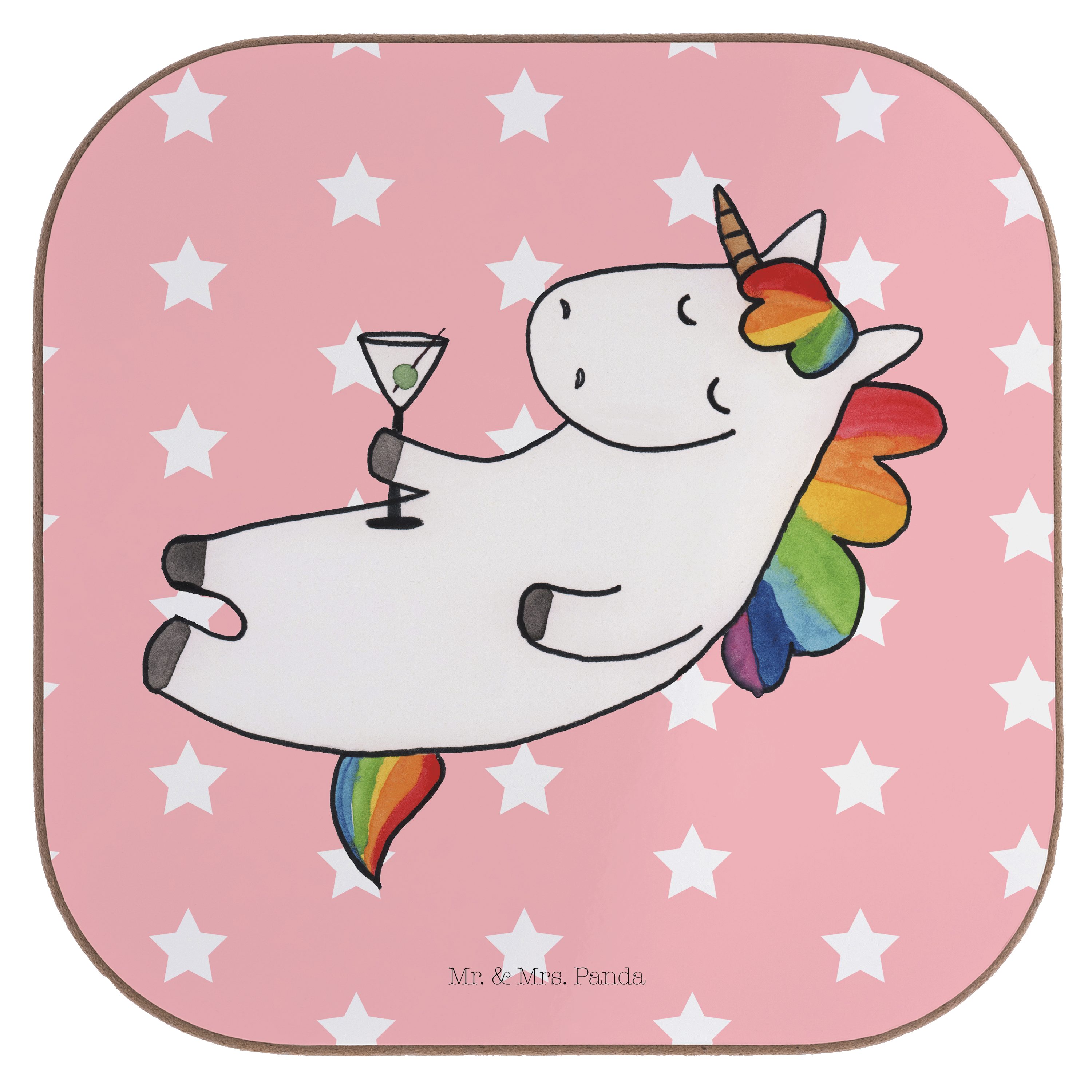 Mr. Cocktail Pegasus, Einhorn 1-tlg. Pastell Mrs. & Unicorn, - Panda Glasunte, - Getränkeuntersetzer Rot Geschenk,