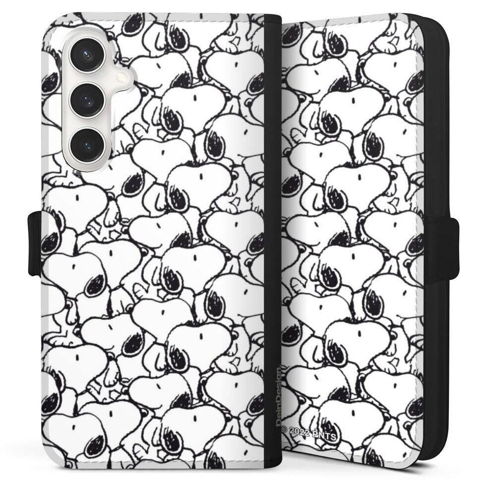 DeinDesign Handyhülle Snoopy Muster Peanuts Snoopy Pattern Black And White, Samsung Galaxy S24 FE 5G Hülle Handy Flip Case Wallet Cover