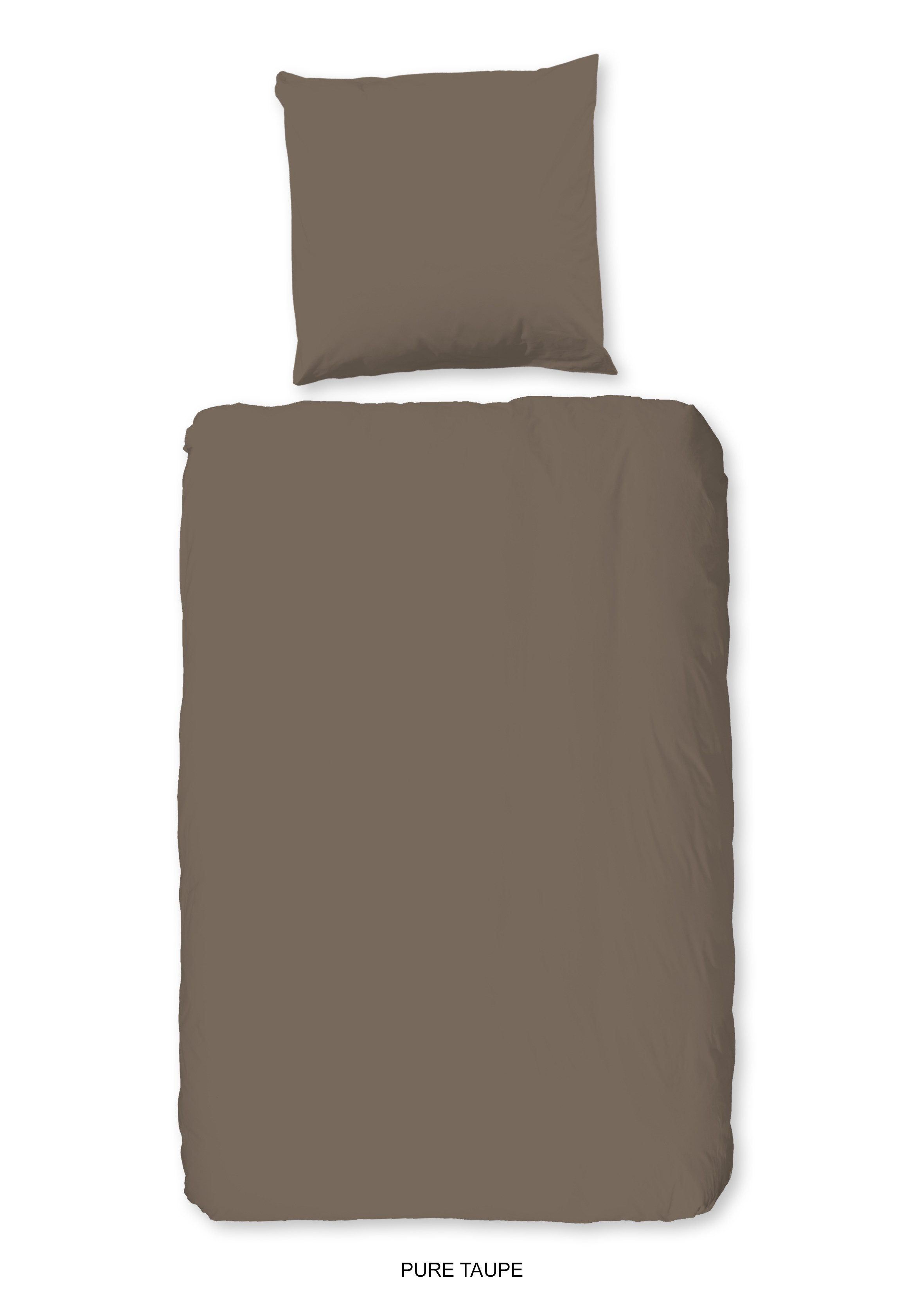Pure Bettwäsche Bettwäsche 155x220 + 1 x 80x80 cm Mikrofaser Uni uni braun, Mikrofaser, 2 teilig, 1 x Bettbezug 155 x 220 cm + 1 x Kissenbezug 80 x 80 cm braun