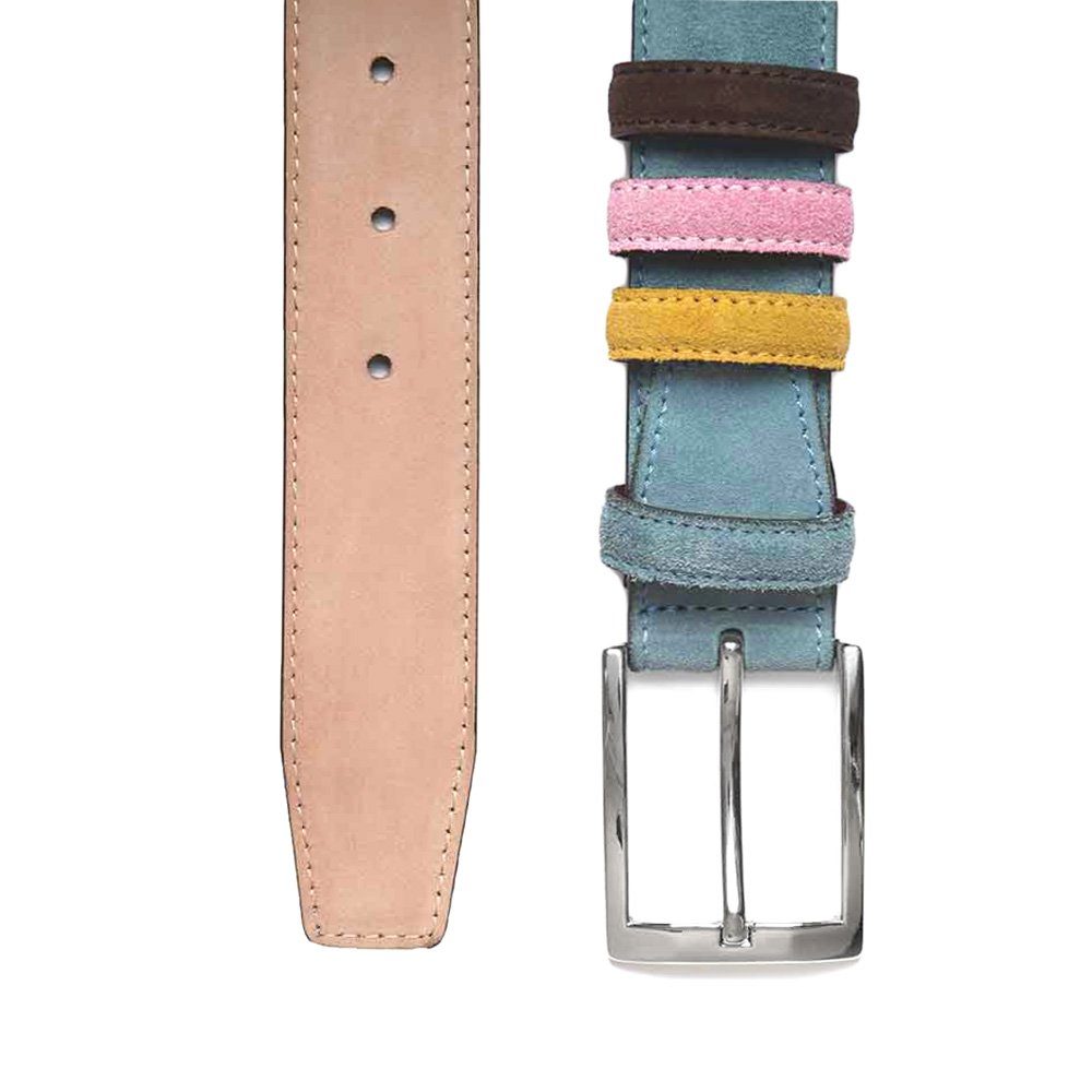 BGENTS Ledergürtel Veloursledergürtel mit Naht und drei kontrastfarbene Wechselschlaufen