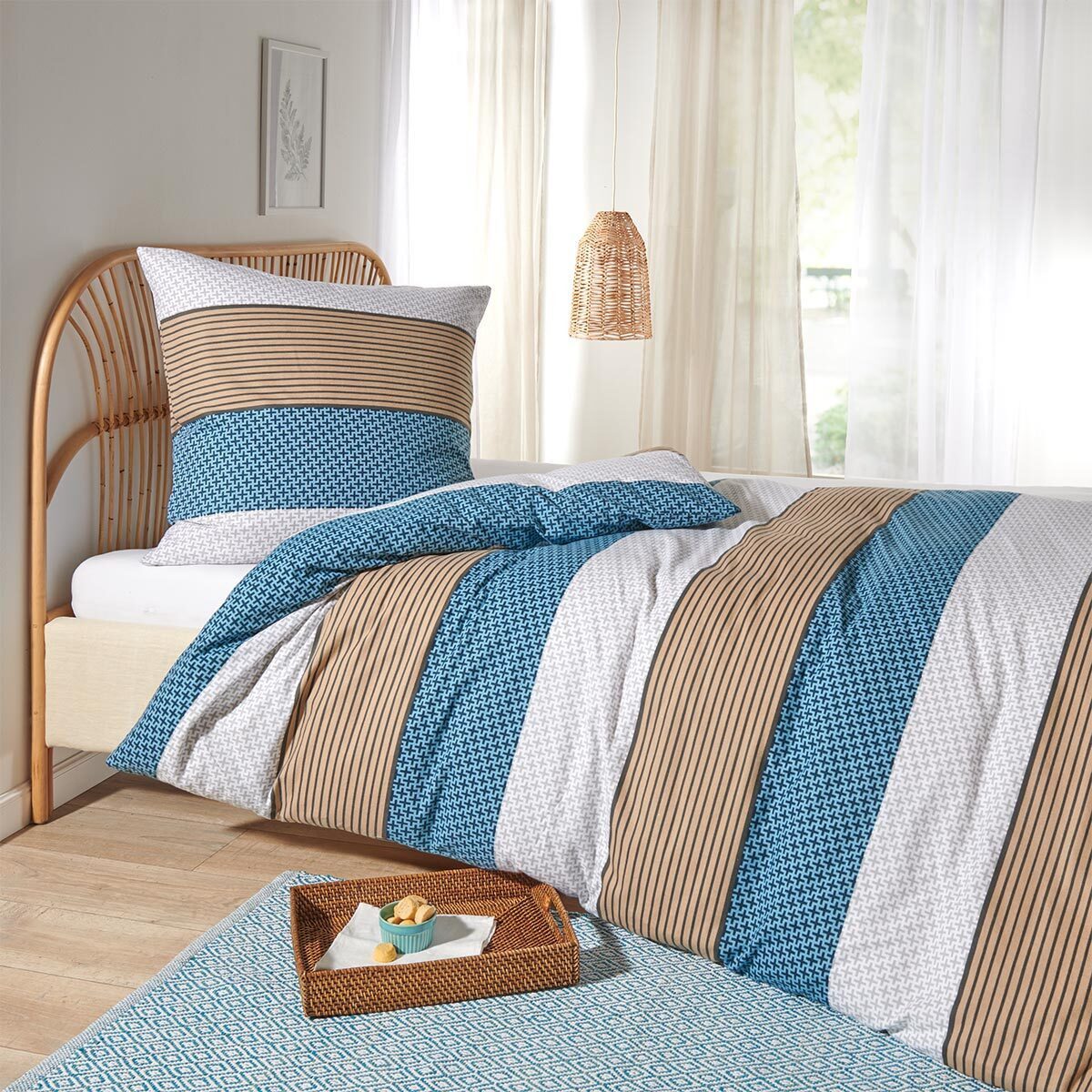 TRAUMSCHLAF Bettwäsche Nordic Stripe Blue, Flanell, 2 teilig, hochwertige F günstig online kaufen