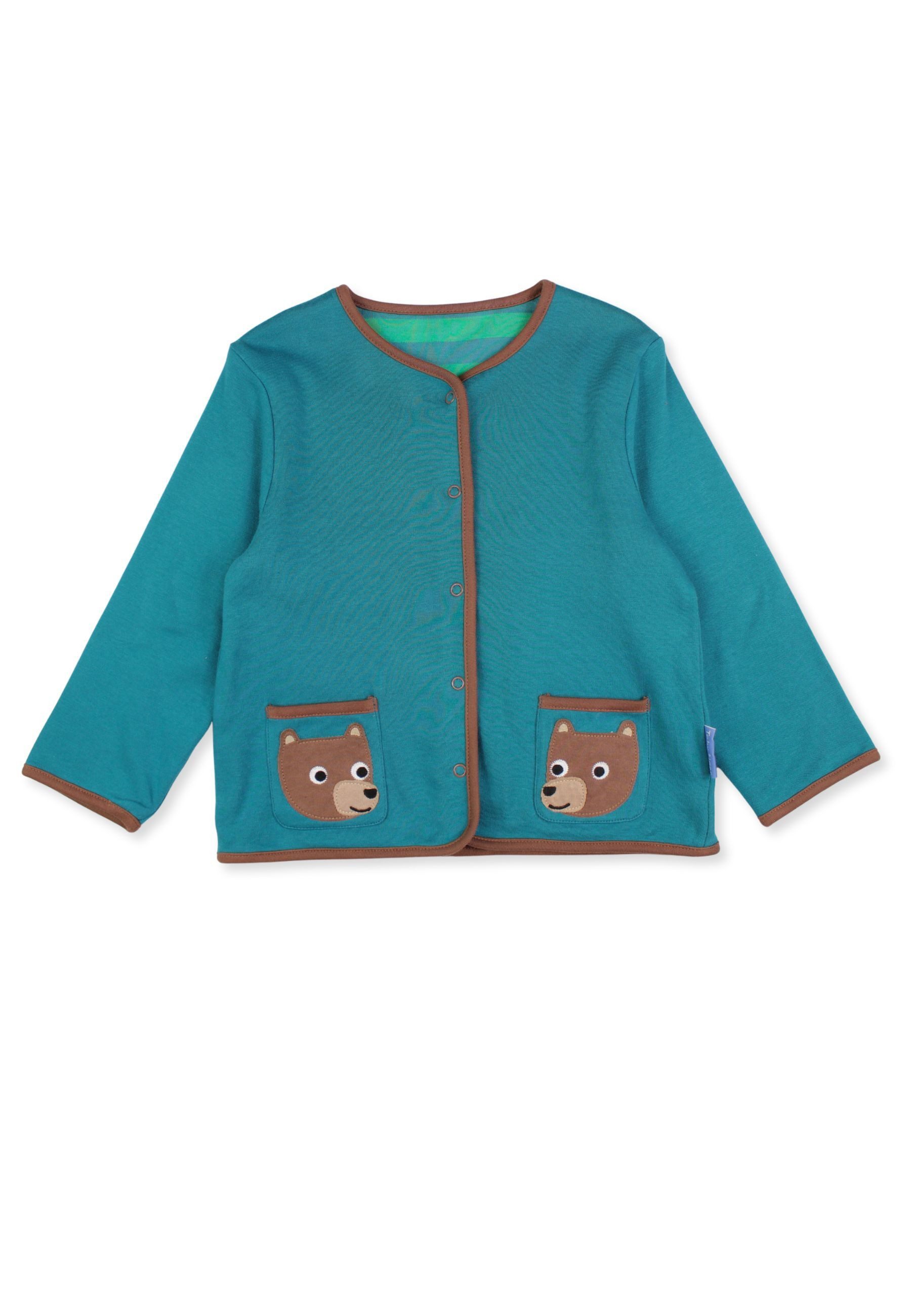 Toby Tiger Fleecejacke Jacke zum Wenden mit Bären-Applikationen