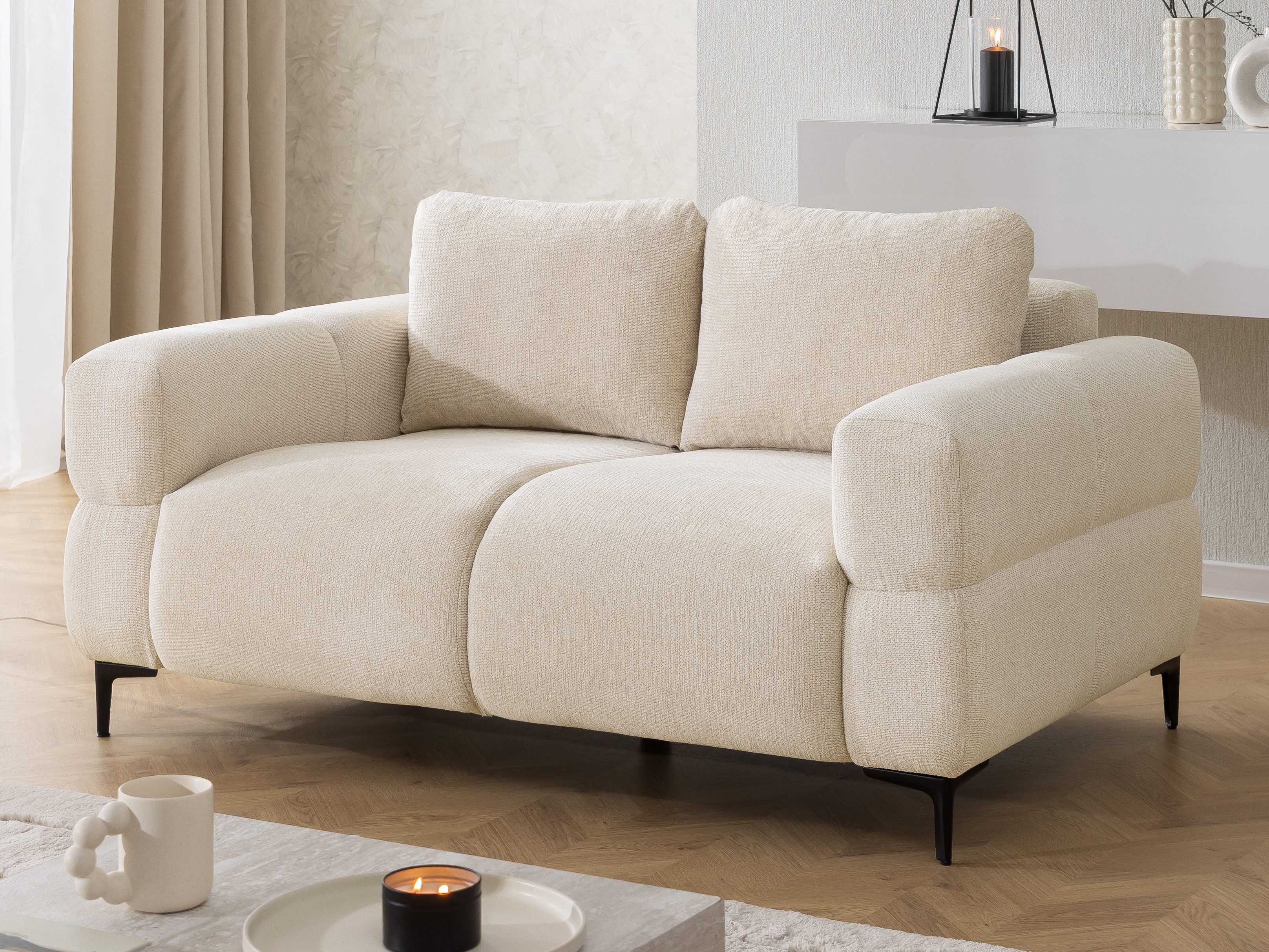 S-Style Möbel 2-Sitzer Sofa Cardea in Bubble-Optik aus weichem Strukturstoff, mit Wellenfederung und hohem Sitzkomfort