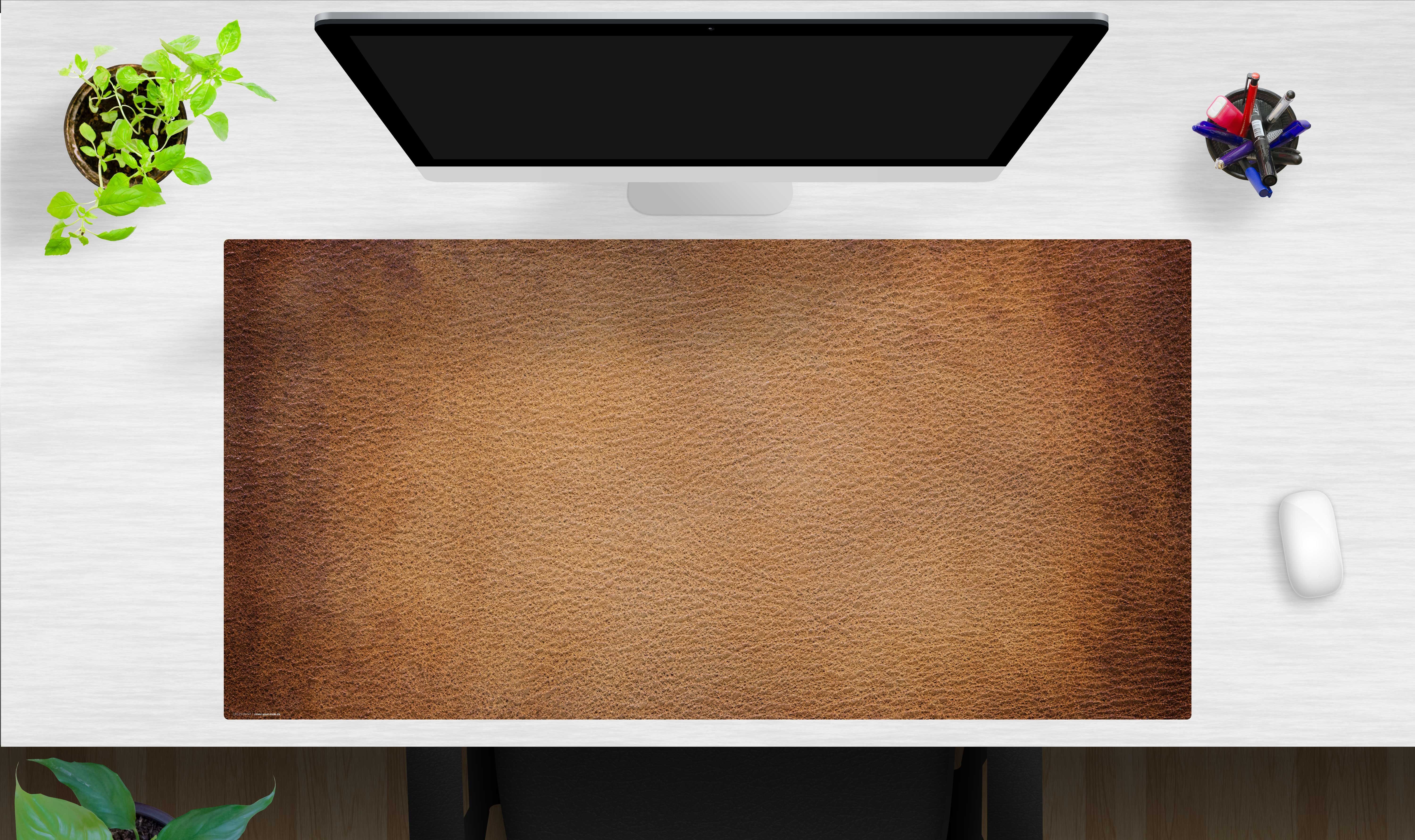 cover-your-desk.de Schreibtischunterlage abwaschbar - Leder Optik braun - aus premium Vinyl - Made in Germany