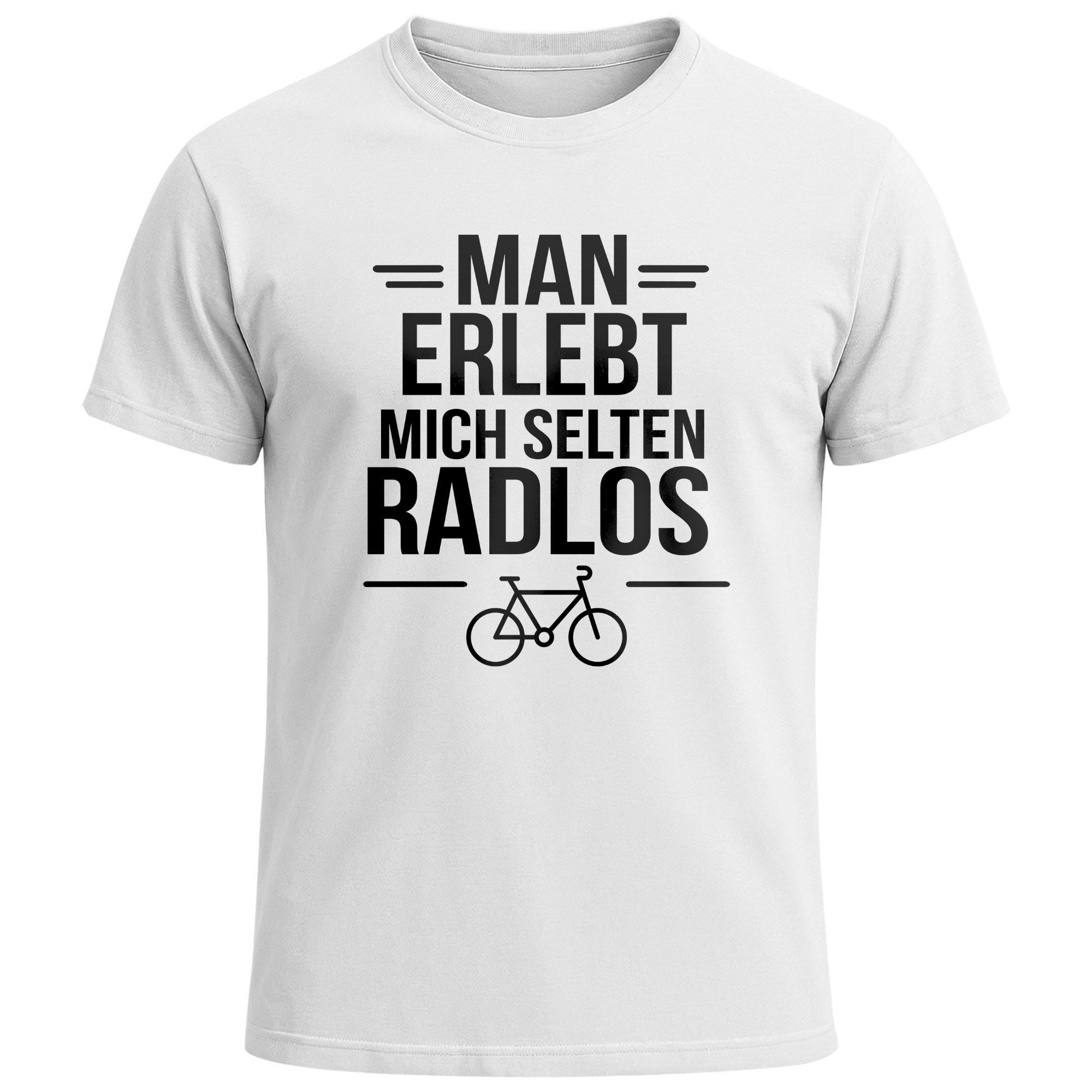 MoonWorks Print-Shirt Herren T-Shirt Spruch Fahrradfahrer Man erlebt mich selten radlos mit Print