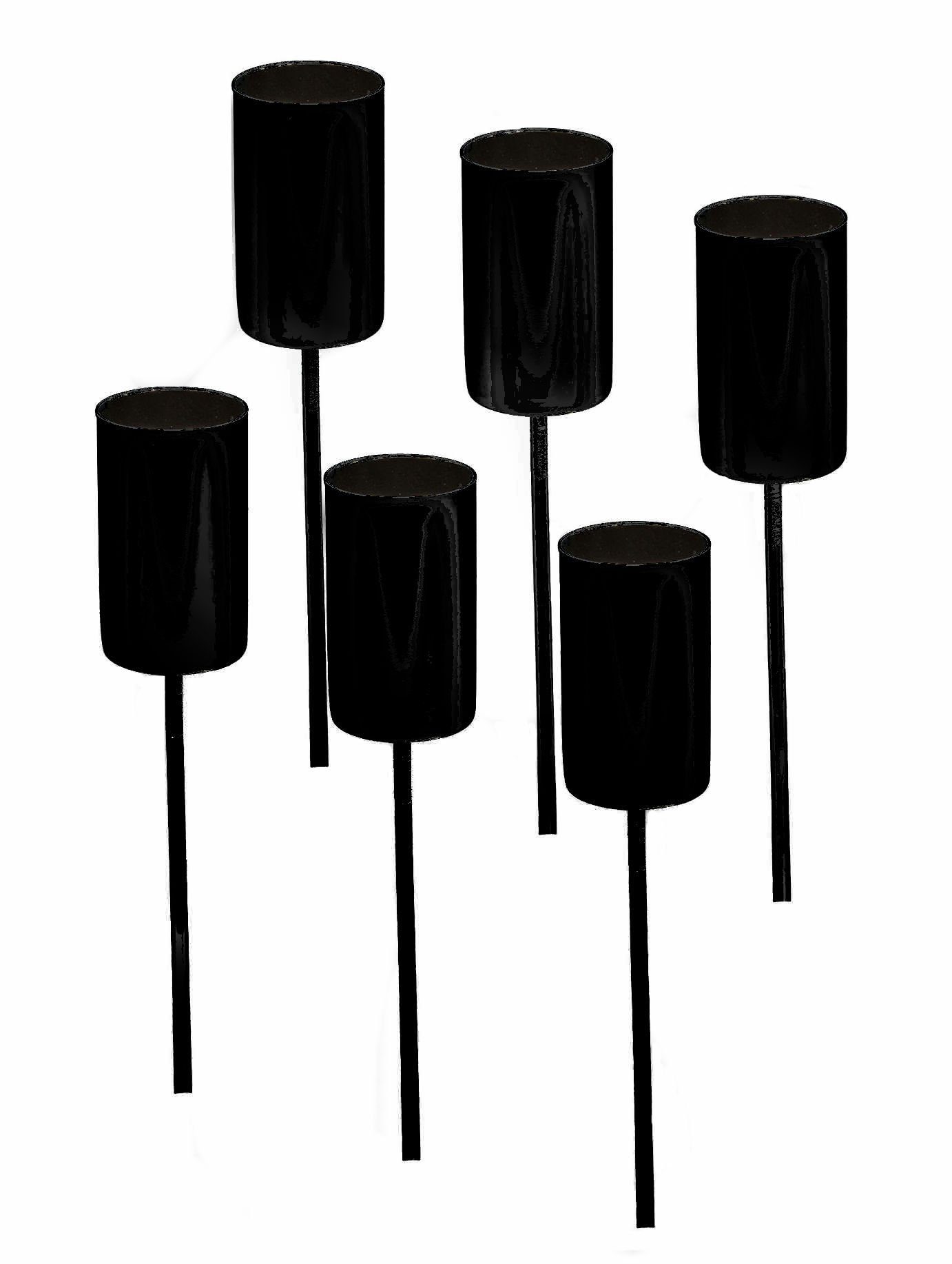 Spetebo Kerzentülle Kerzenpick für Tafelkerzen für Weihnachts 6er-Set), Set Kerzenpick (Set, Stecker Stabkerzen - schwarz - 6 Advents St., 6er - Gesteck
