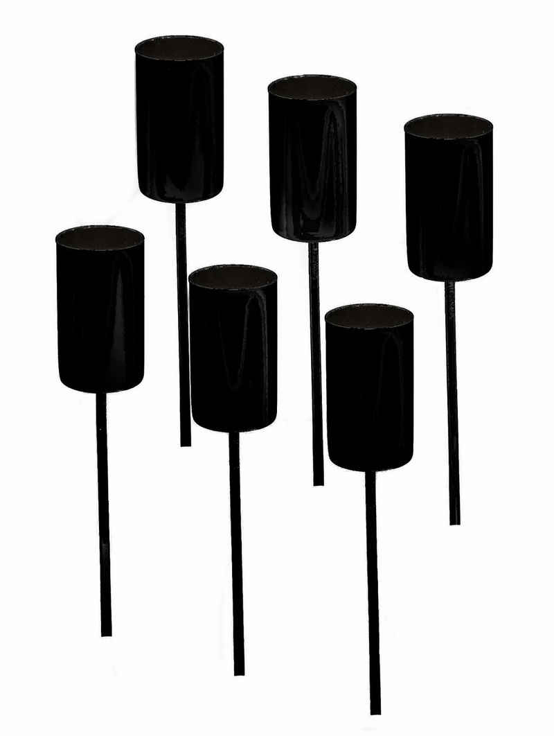 Spetebo Kerzentülle Kerzenpick für Tafelkerzen 6er Set - schwarz (Set, 6 St., 6er-Set), Stecker Advents - Weihnachts Gesteck - Kerzenpick für Stabkerzen