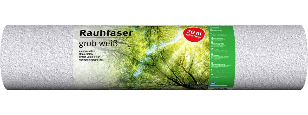 ERFURT Papiertapete Erfurt Rauhfaser grob weiß 20 x 0,53 m