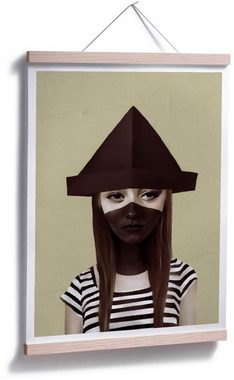 Wall-Art Poster Frau Sailor Matrose Papierhut, Gesicht (1 St), Poster ohne Bilderrahmen