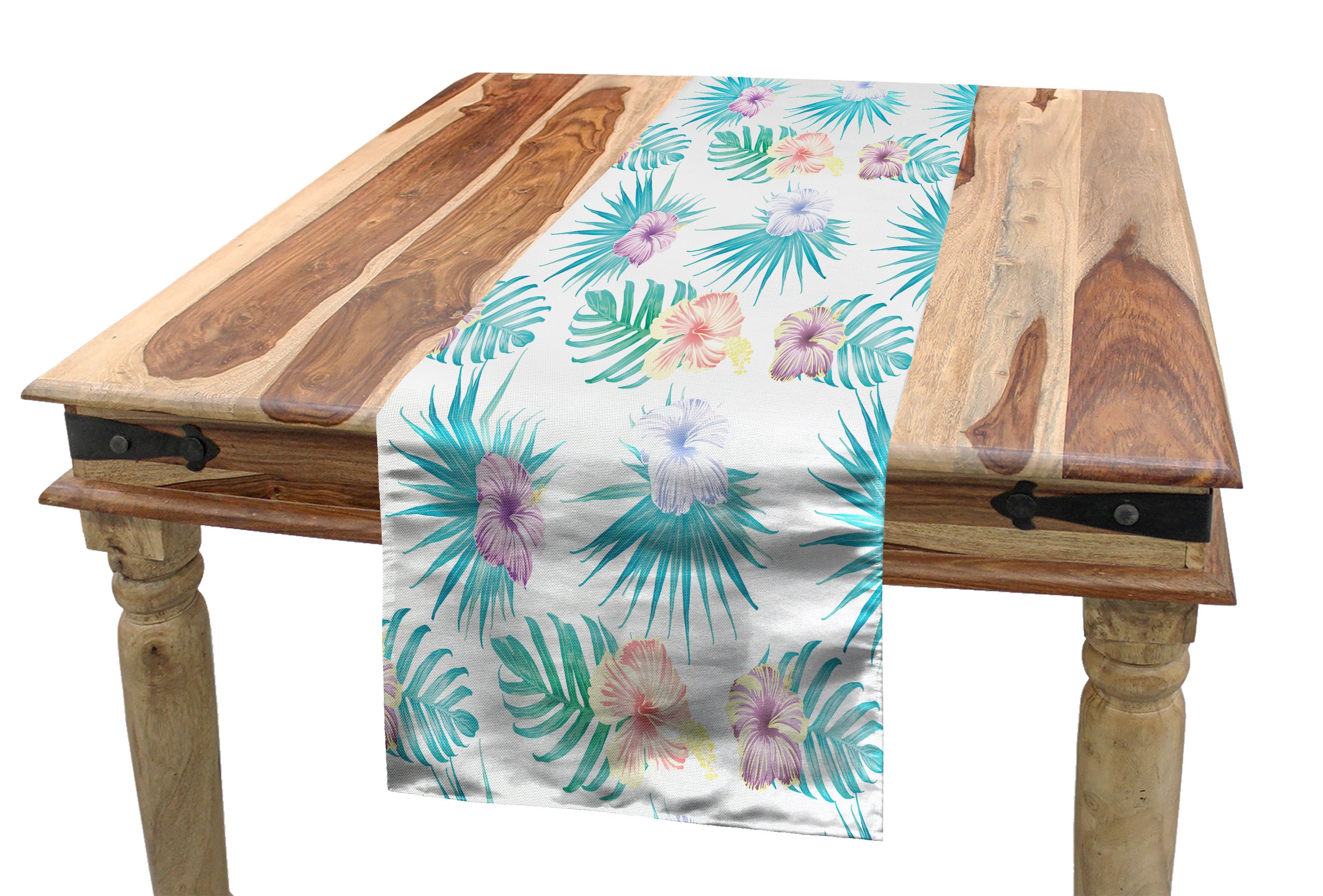 Abakuhaus Tischläufer Esszimmer Küche Rechteckiger Dekorativer Tischläufer, Hibiskus Sommer Botanic Blossoms | Tischläufer