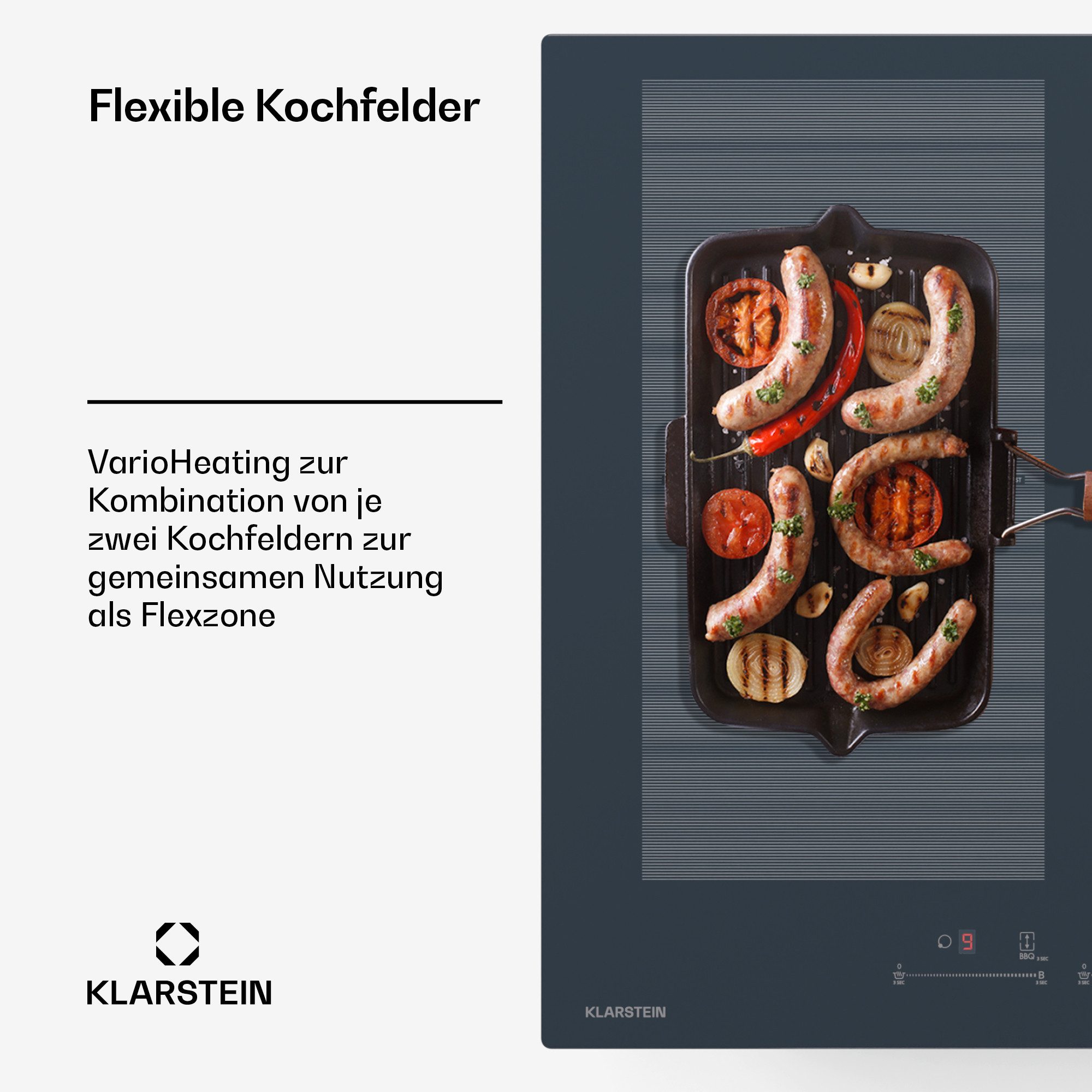 Klarstein Induktions-Kochfeld Delicatessa 77 Flex, Kochfelder Induktion Hob Küche Flex 4 Zonen