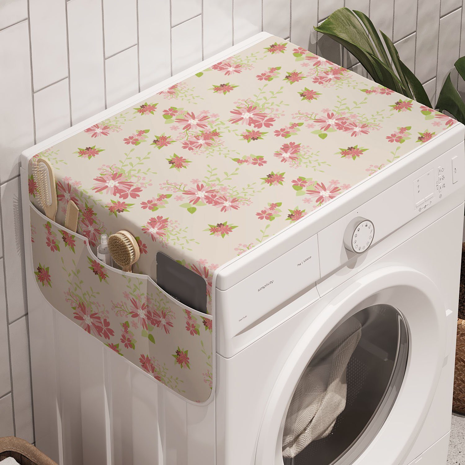 Abakuhaus Badorganizer Anti-Rutsch-Stoffabdeckung für Waschmaschine und Trockner, Blumen Blumenarrangements