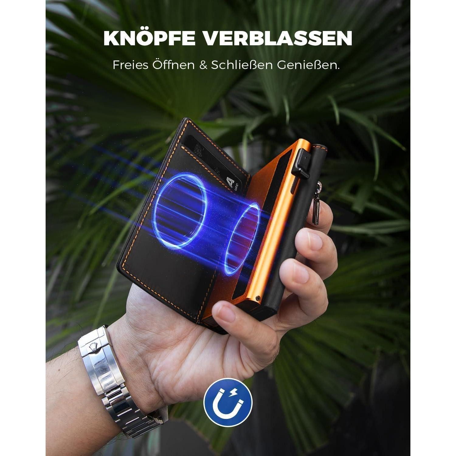 LuxusKollektion Geldbörse Slim Wallet Herren RFID Schutz Magnetverschluss Geldbörse Münzfach – Bild 2 von 5