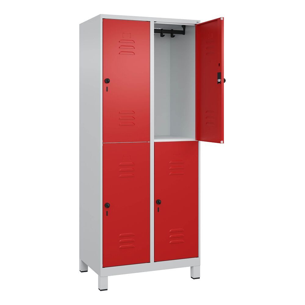 C+P Garderobenschrank Doppel-Garderobenschrank Classic Plus, Abteilbreite 40 cm, mit Füßen Sicherheits-Drehriegel, kein Aufbrechen durch Überdrehen