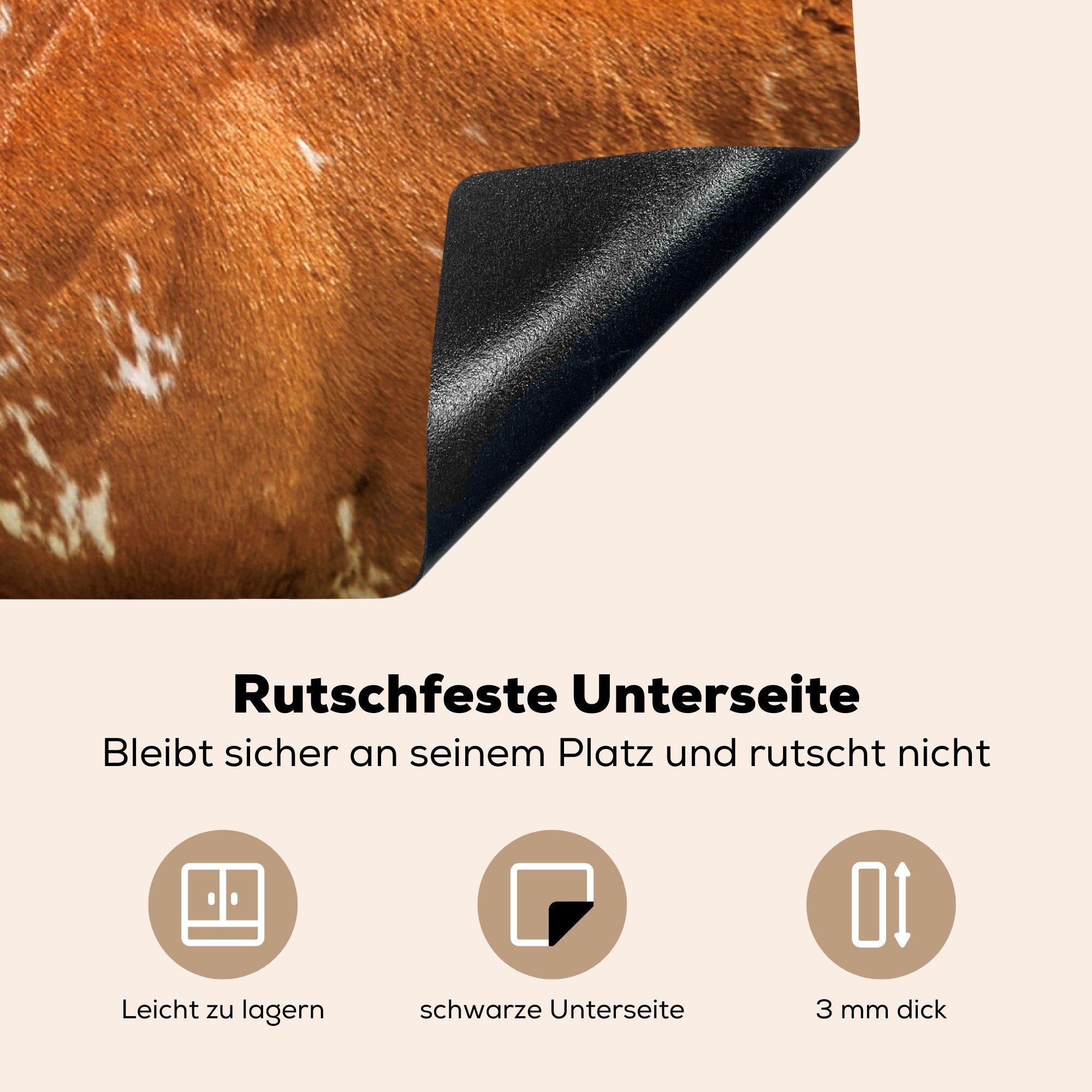 MuchoWow Herdblende-/Abdeckplatte Pferd - Weiß 81x52 - tlg), Vinyl, Induktionskochfeld (1 Schutz Braun, küche, die cm, Ceranfeldabdeckung für