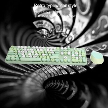 PUSOKEI Multimedia-Steuerung und Benutzerfreundlichkeit für schnelle Bedienung Tastatur- und Maus-Set, Plug & Play Komfort Authentisches Retro-Design für stilvolles Arbeiten