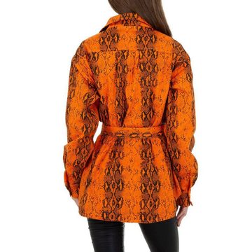 Ital-Design Blusenjacke Damen Freizeit Animal Print Übergangsjack in Orange