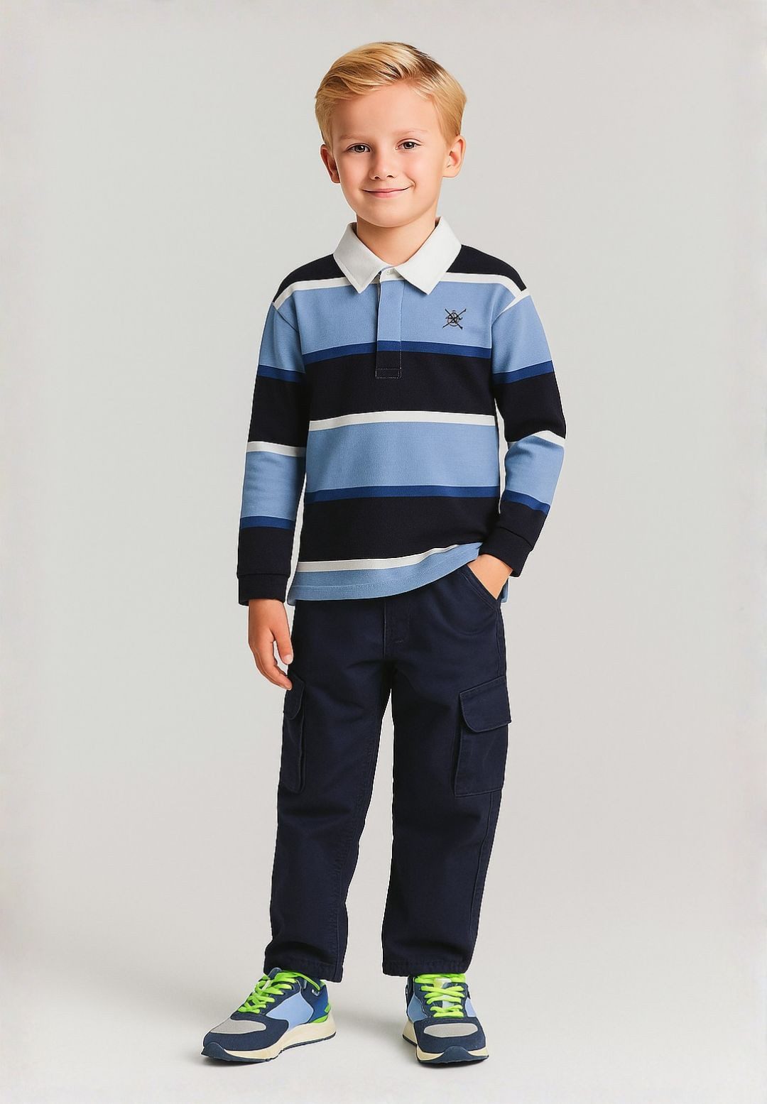 MINOTI Poloshirt Gestreiftes Poloshirt mit Stickerei und Kragen (2y-14y) trendiges Design