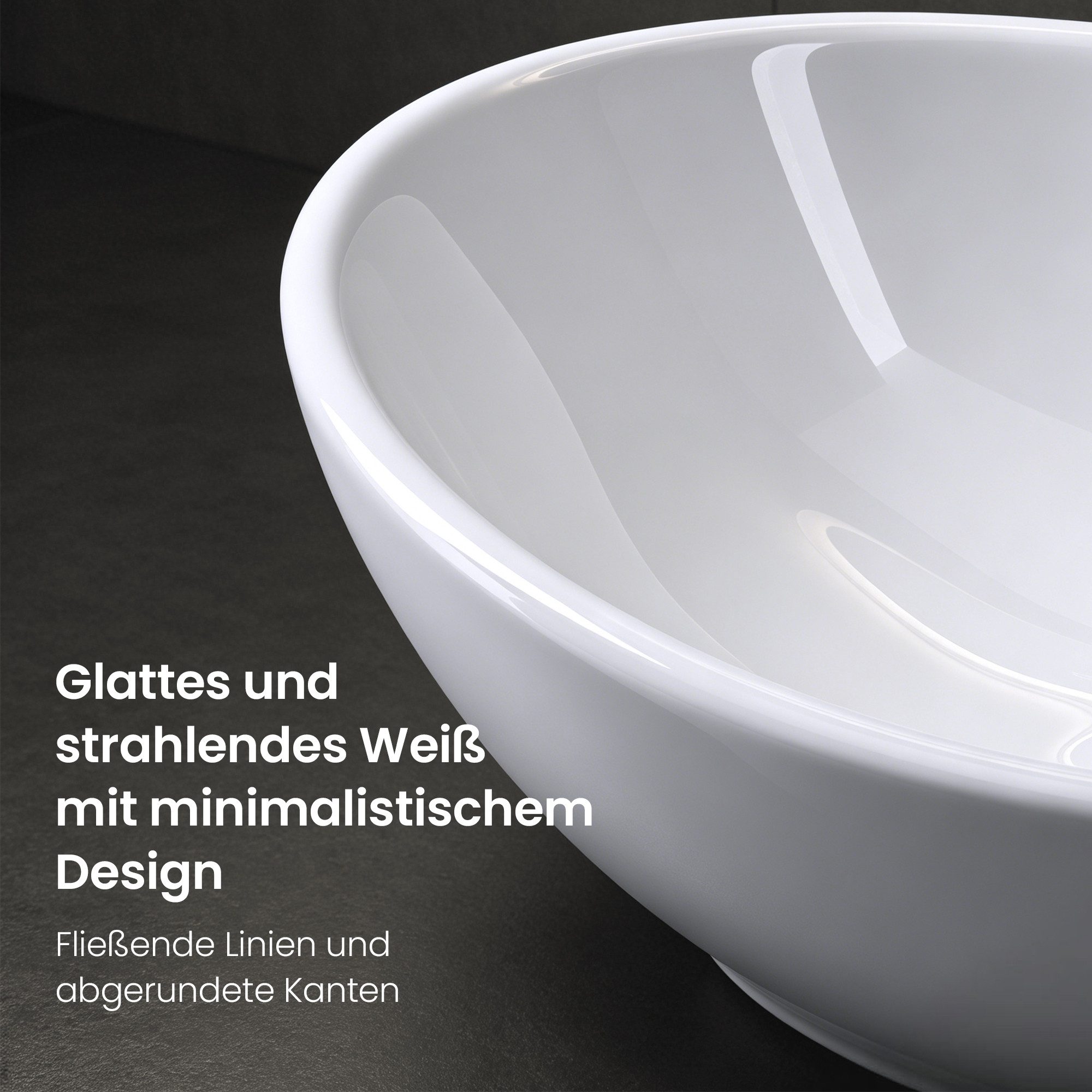 Mai & Mai Aufsatzwaschbecken Waschbecken Waschschale aus Keramik mit Nano-Versiegelung Oval Br205, pflegeleichte Oberfläche, hochwertige Keramik, ovale Form