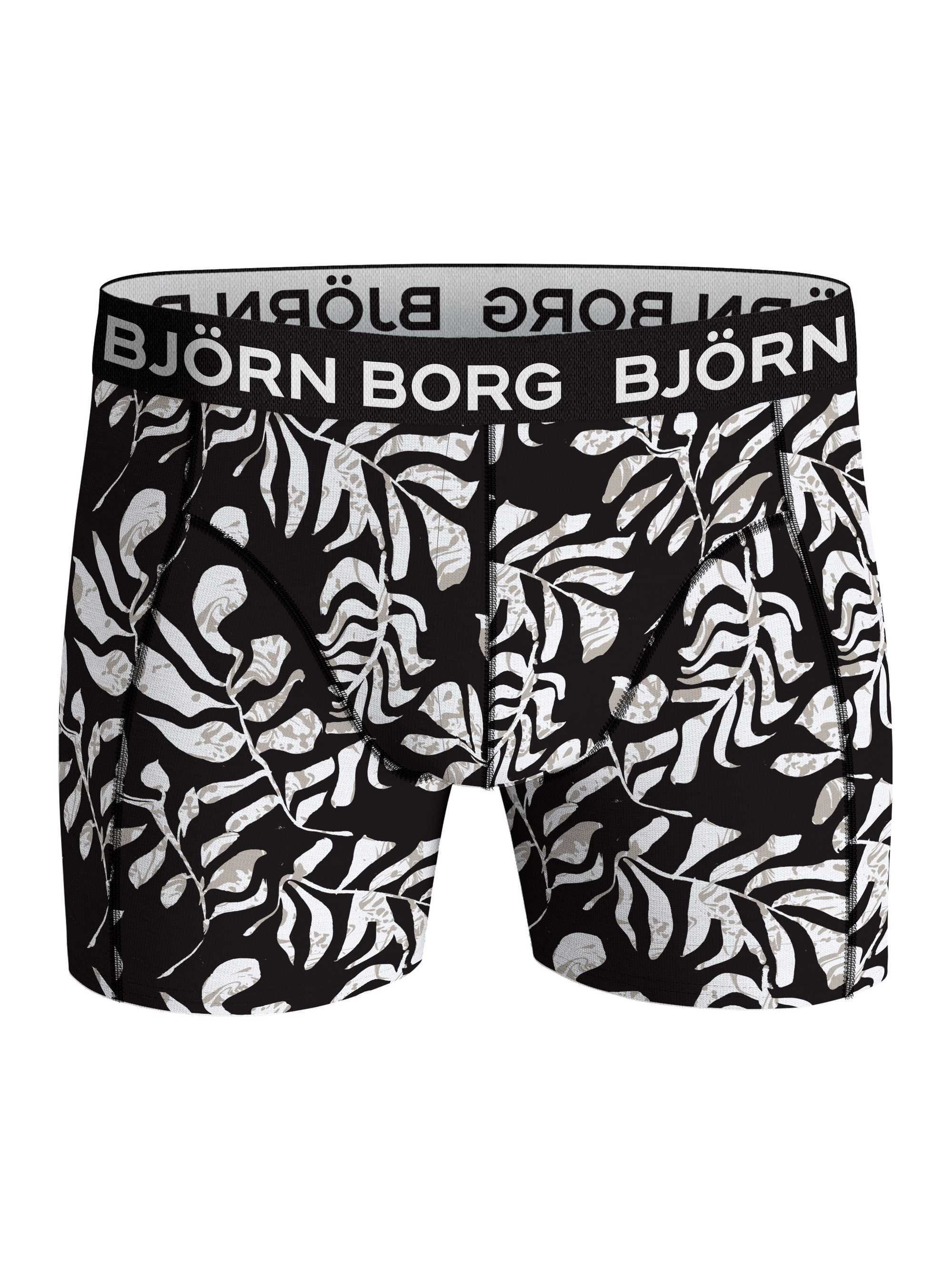 Björn Borg Schwarz/Weiß - Cotton 3er Pack Stretch Boxershorts Boxer Herren
