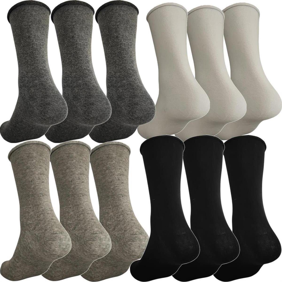 Damen Herren Freizeit Basicsocken Socken Paar Business EloModa 12 Komfortbund; (12-Paar)
