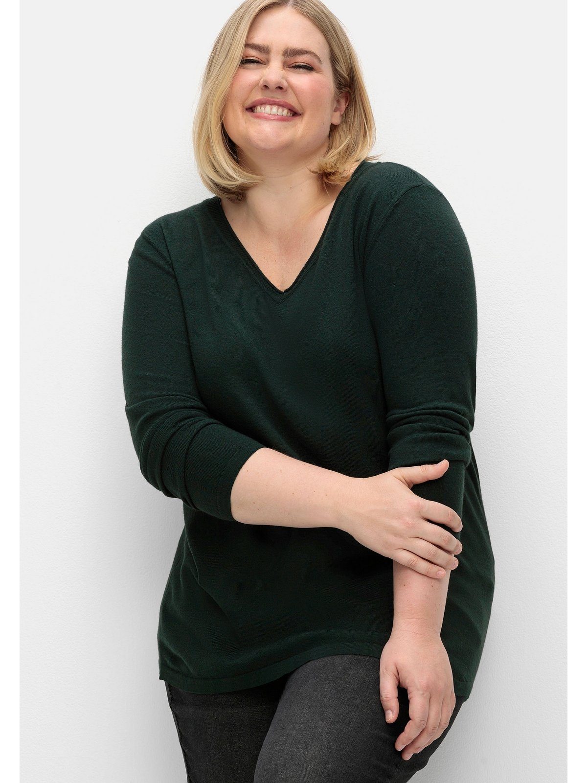 Sheego V-Ausschnitt-Pullover Große Größen in flauschig weicher Qualität