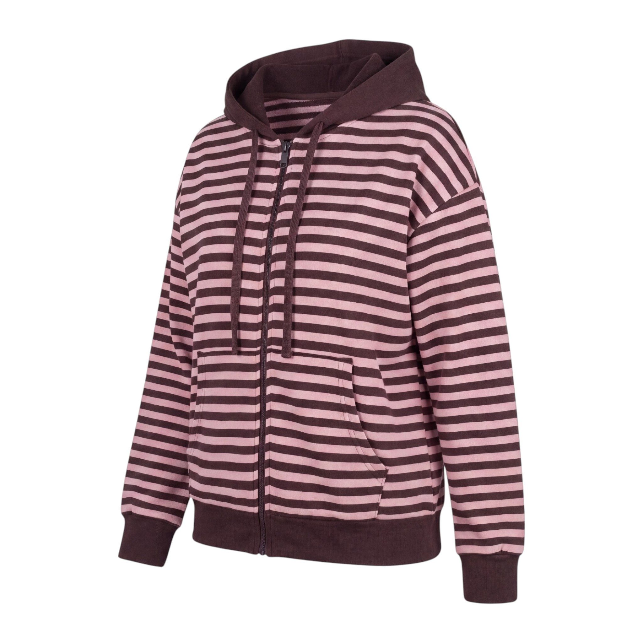 OriginalYou Kapuzensweatjacke Damen Sweatjacke gestreift Freizeitjacke Oversize mit elastischem Bund, leicht und angenehm
