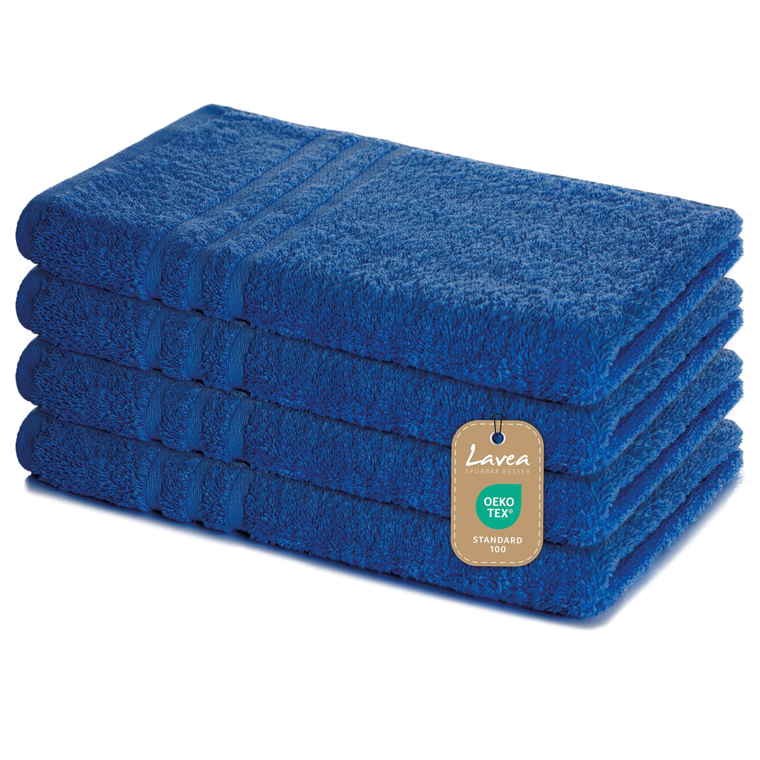 Lavea Handtuch Set saugstarke Frottierserie Elena, aus 100% strapazierfähiger Baumwolle (50x100cm, 4-St), Handtücher - einzigartig weicher Frottee für jeden Hauttyp geeignet