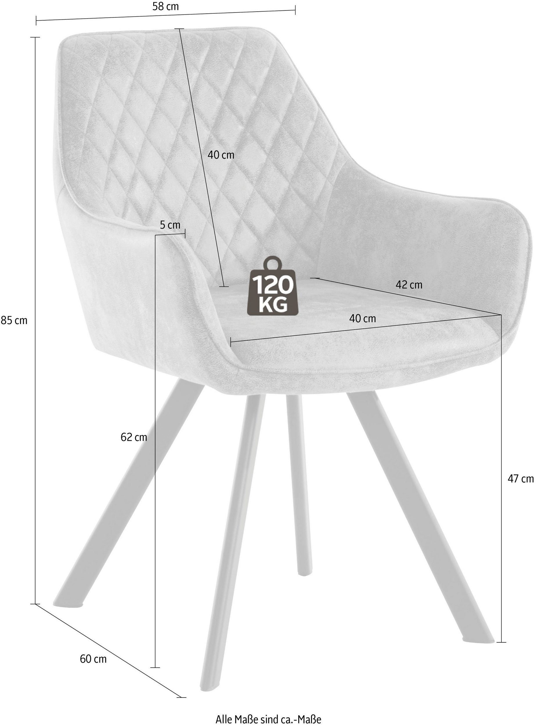 loft24 Armlehnstuhl Polka (1 Esszimmerstuhl Metallgestell, grau mit Bezug, Sitzhöhe 47 cm | Microfaser St), grau