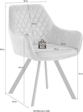 loft24 Armlehnstuhl Polka (1 St), Esszimmerstuhl mit Metallgestell, Microfaser Bezug, Sitzhöhe 47 cm