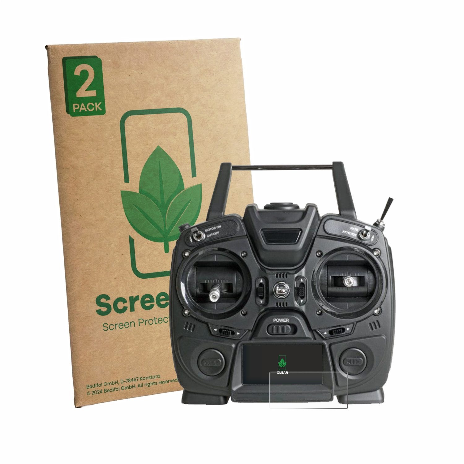 ScreenLeaf Displayschutzfolie Schutzfolie für Graupner MZ-10 HOTT, 2 Stück, Displayschutz Schutz Folie Klar Transparent