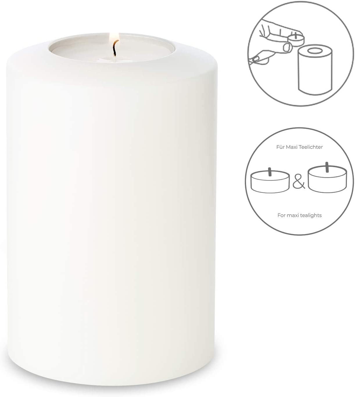 EDZARD Stumpenkerze Cornelius Ø 10 cm - Serie Pine, (H 16 cm) Stumpenkerzen-Optik, Dauerkerze für Maxi-Teelichter