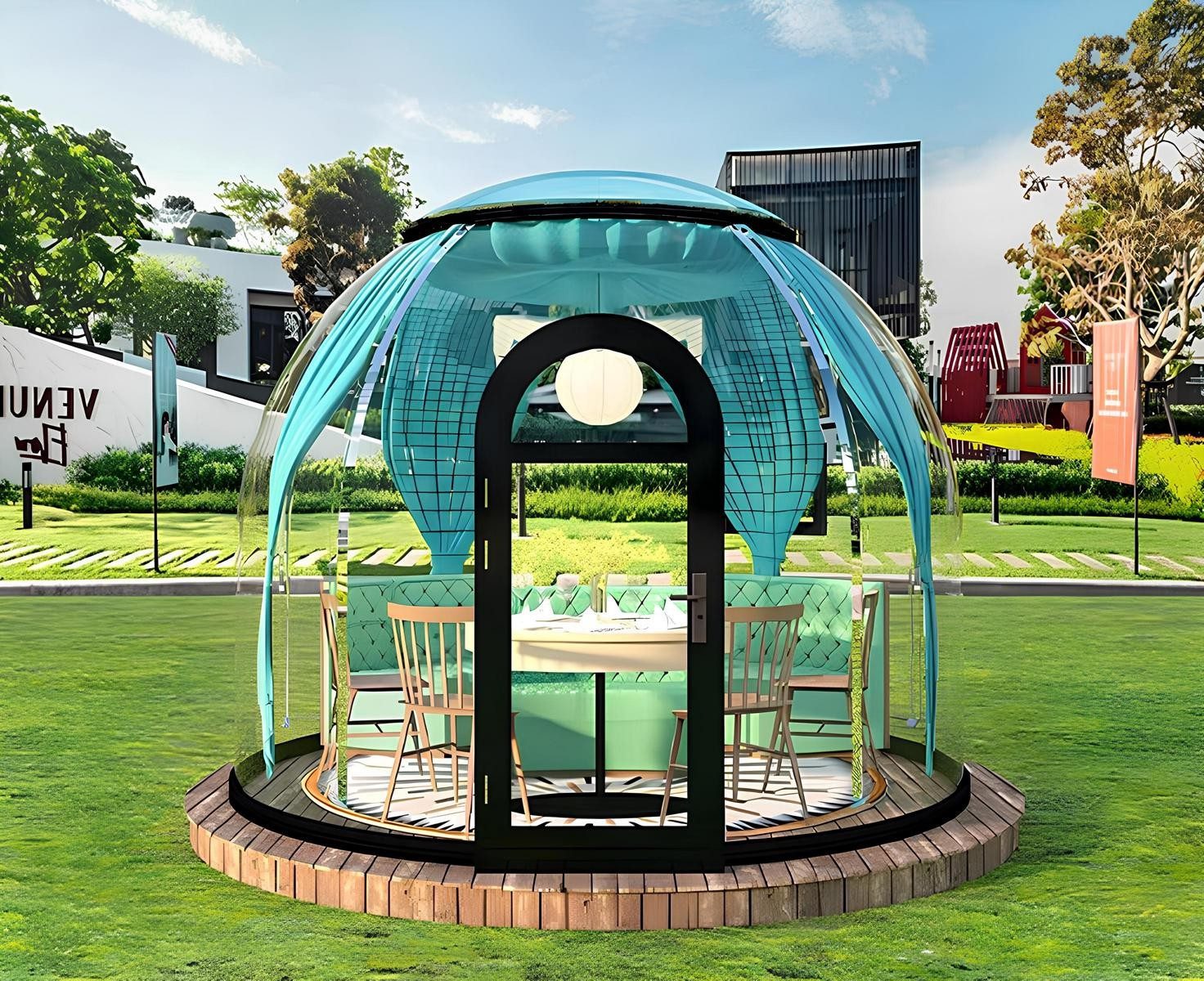 Xlmoebel Pavillon Eleganter Rundpavillon aus Polycarbonat für 4-6 Personen, (Rundpavillon), Made in Europa
