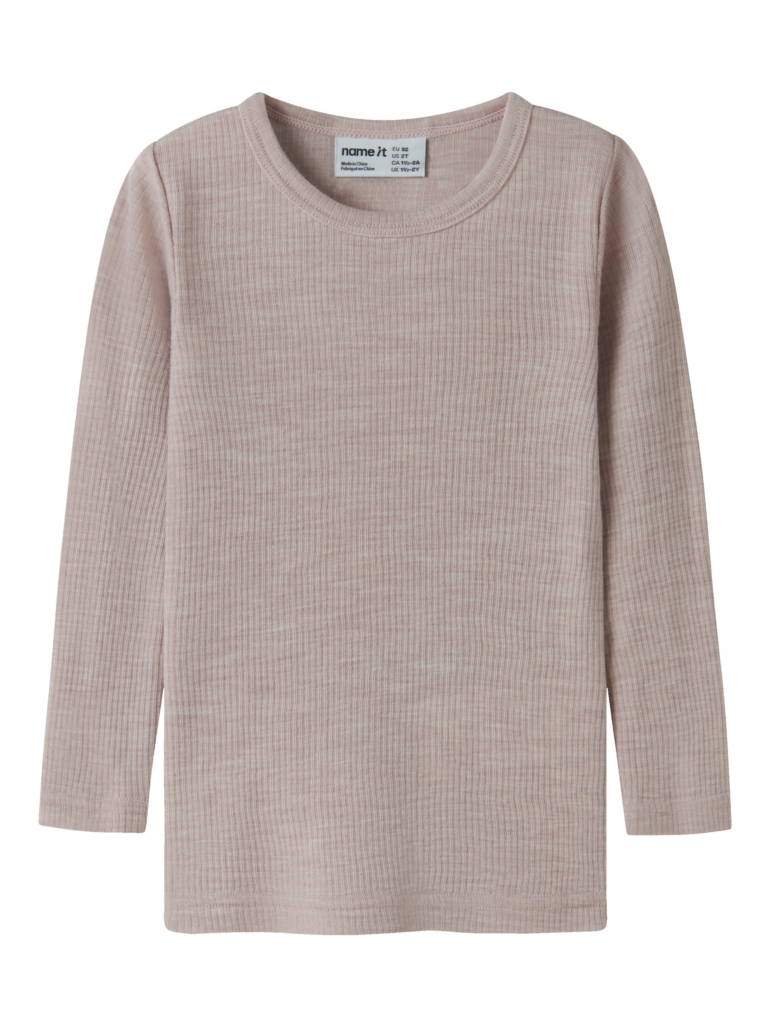 Name It Langarmshirt NMNWAX WOOL RIB LS TOP NOOS aus reiner Merinowolle