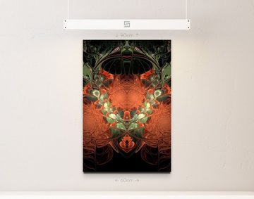 Sinus Art Leinwandbild abstraktes Design  oliv + orange, rankenartig - Leinwandbild