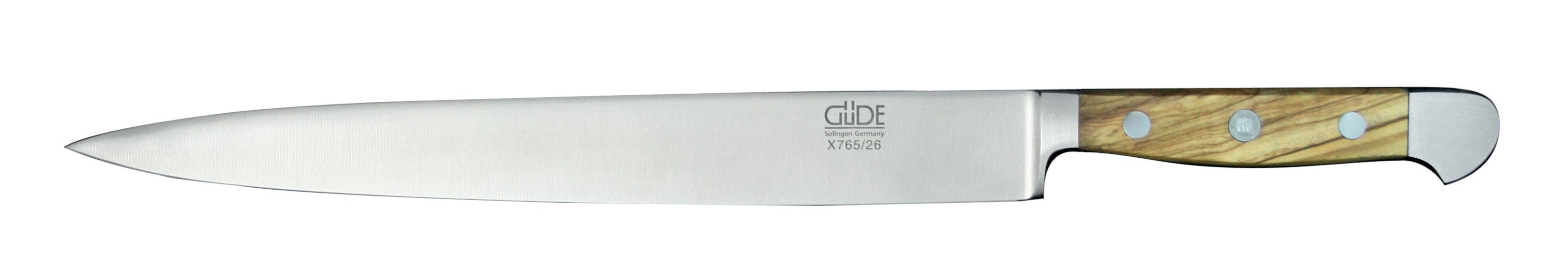 Güde Messer Solingen Schale Alpha Olive, Messerstahl, Schinkenmesser 26 cm - CVM-Messerstahl - Griffschalen Olivenholz