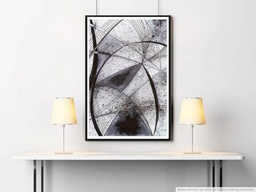 Sinus Art Poster 60x90cm Abstraktes Bild mit akkuraten schwarzen Linien schwarz weiß